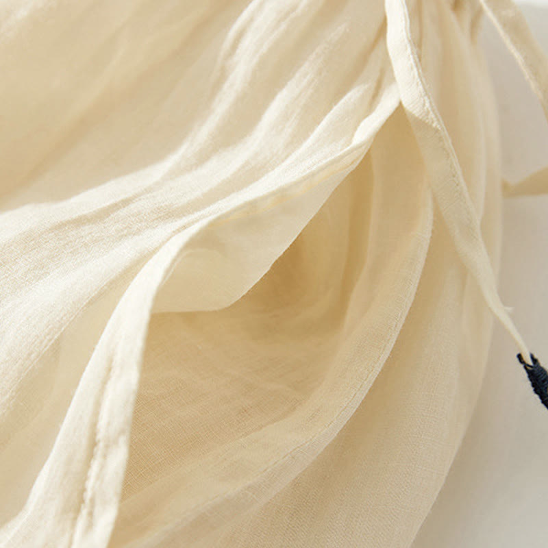 Buddha Stones Gonna da donna a vita alta con coulisse, motivo a trapezio con ricamo e tasche - image 17