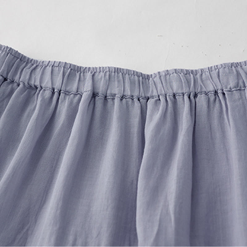 Buddha Stones Gonna da donna a vita alta con coulisse, motivo a trapezio con ricamo e tasche - image 3