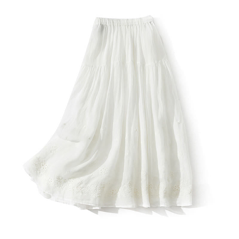 Buddha Stones Gonna da donna a vita alta con coulisse, motivo a trapezio con ricamo e tasche - image 9