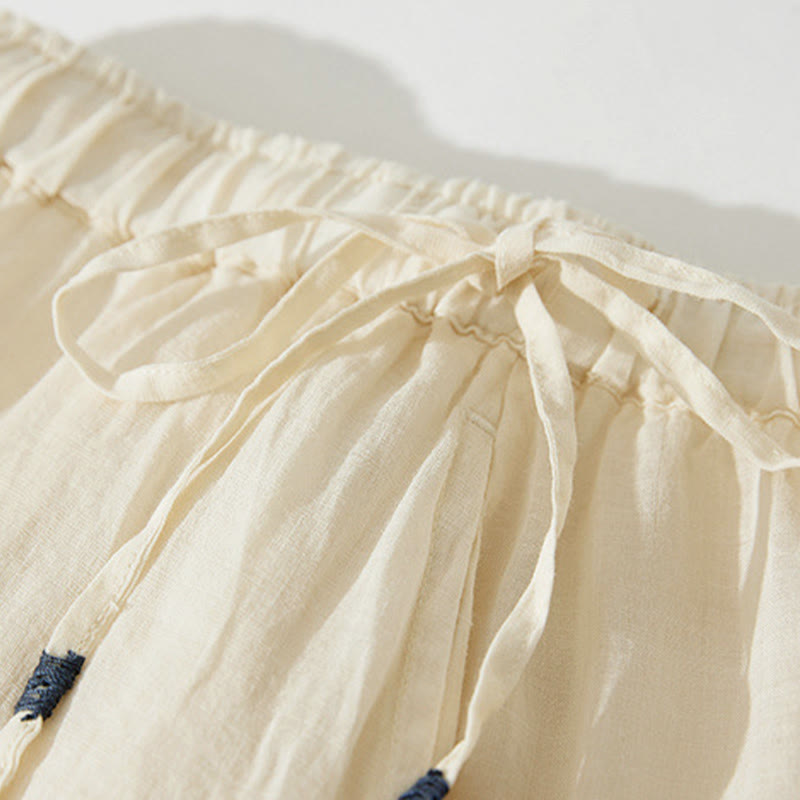 Buddha Stones Gonna da donna a vita alta con coulisse, motivo a trapezio con ricamo e tasche - image 16