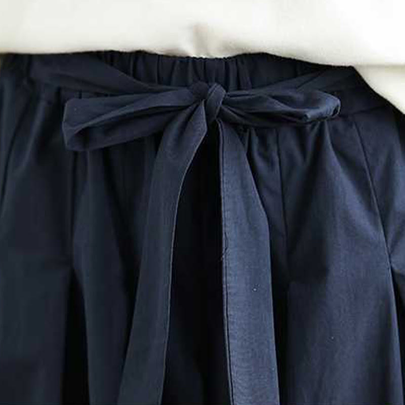 Buddha Stones Pantaloni da donna con elastico in vita e gamba larga, blu scuro, con lacci e tasche - image 10