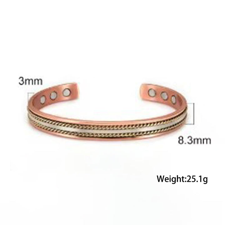 Buddha Stones Bracciale rigido con anello e polsino portafortuna in rame con design retrò intrecciato - image 8