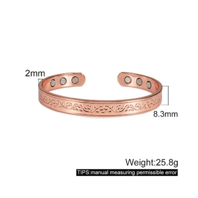 Buddha Stones Bracciale rigido aperto con motivo inciso in rame - image 11