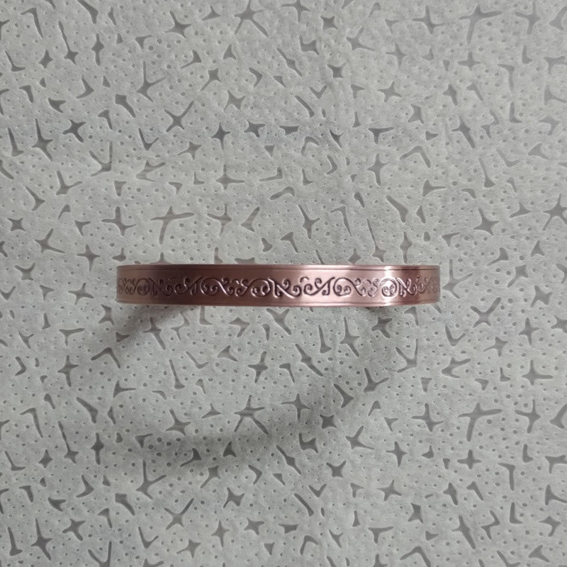 Buddha Stones Bracciale rigido aperto con motivo inciso in rame - image 8