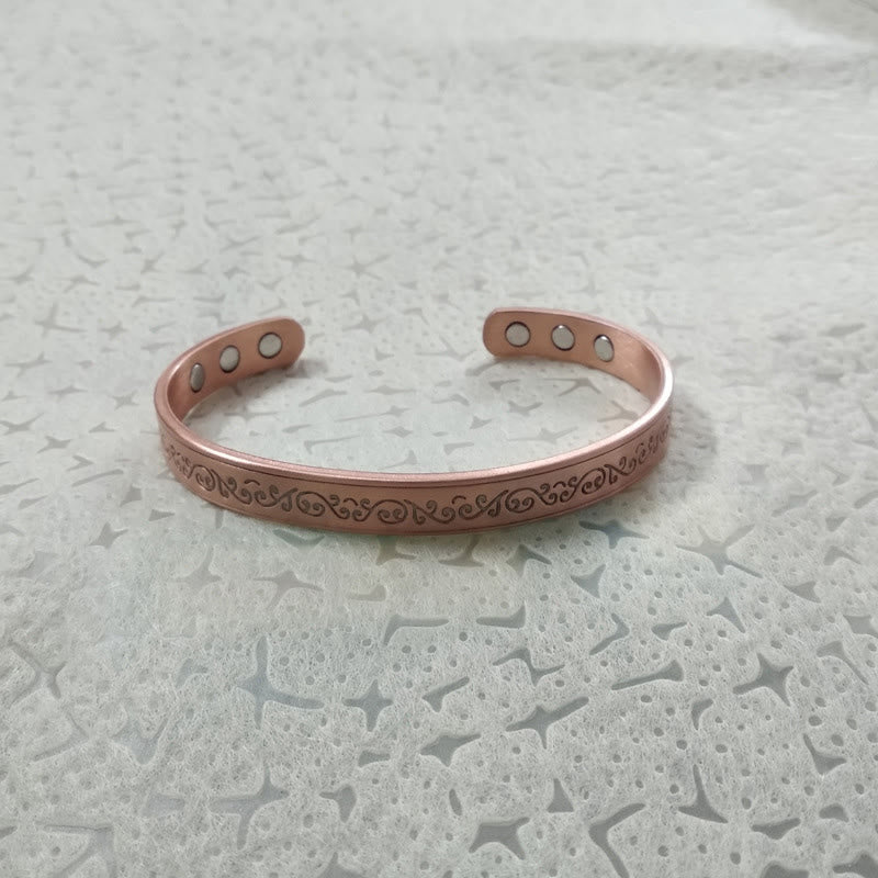 Buddha Stones Bracciale rigido aperto con motivo inciso in rame - image 9