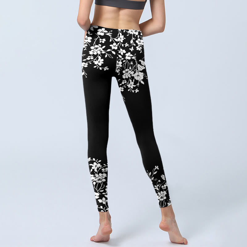Buddha Stones Splendidi leggings da palestra con stampa floreale in stile minimalista, pantaloni da yoga da donna - image 6
