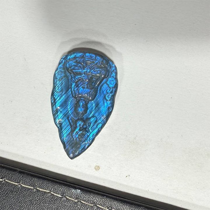 Buddha Stones Statua di Buddha in labradorite naturale con incisione a forma di lacrima, decorazione per la casa - image 11