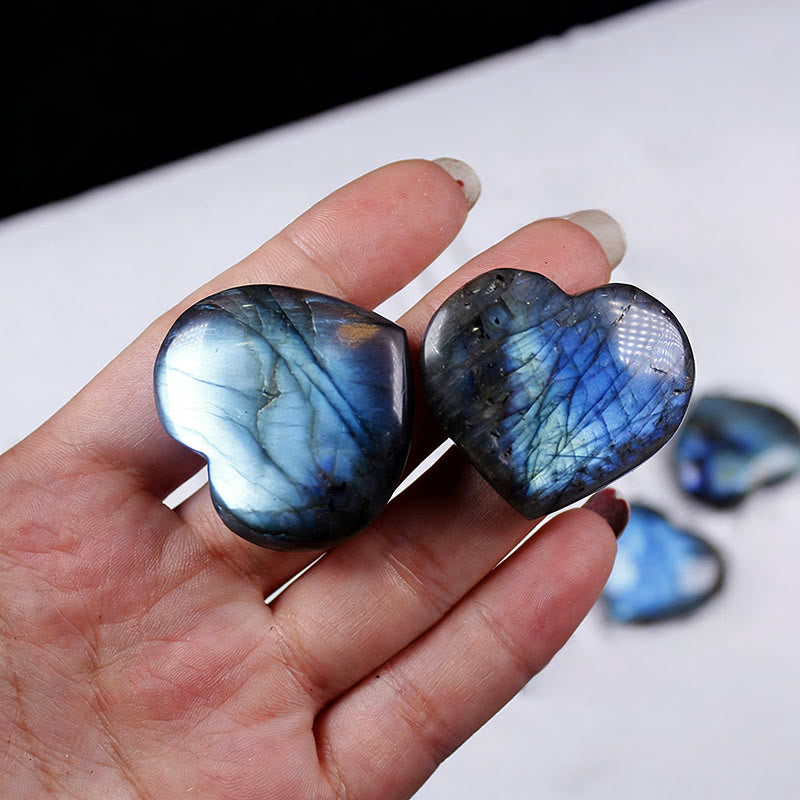 Buddha Stones Decorazione con statuetta curativa in pietra naturale a forma di cuore in labradorite - image 4