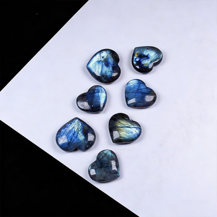 Buddha Stones Decorazione con statuetta curativa in pietra naturale a forma di cuore in labradorite - image 2