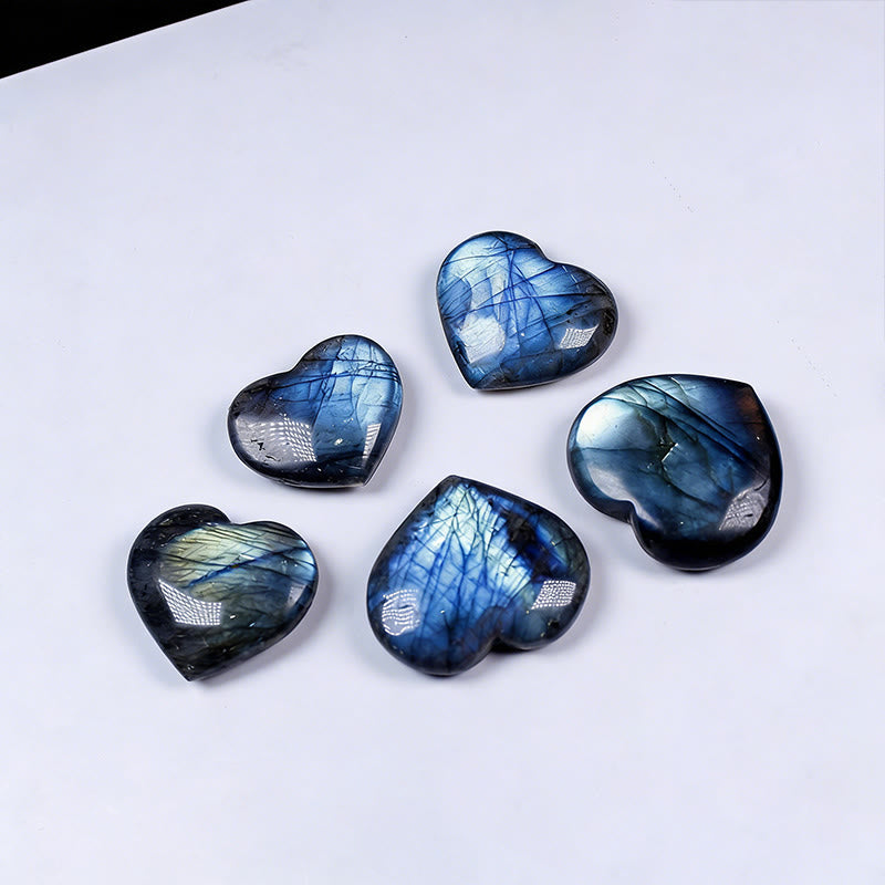 Buddha Stones Decorazione con statuetta curativa in pietra naturale a forma di cuore in labradorite - image 1