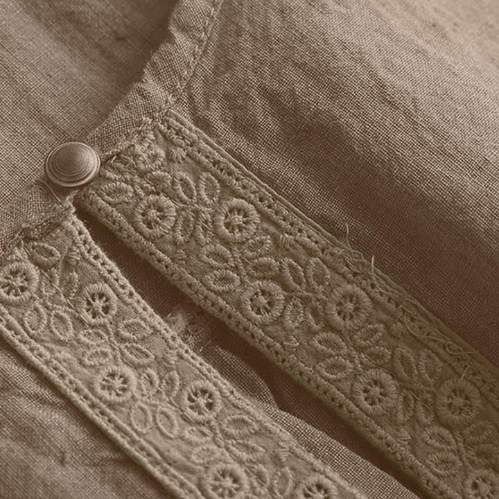 Camicia da donna casual a maniche a tre quarti con scollo rotondo e motivo Buddha Stones. - image 4