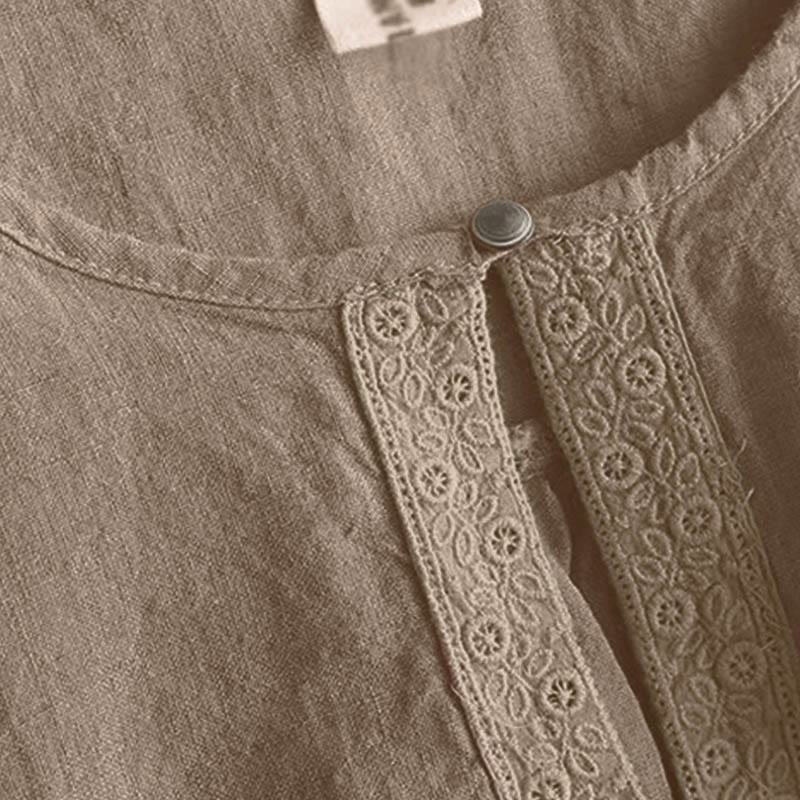 Camicia da donna casual a maniche a tre quarti con scollo rotondo e motivo Buddha Stones. - image 3