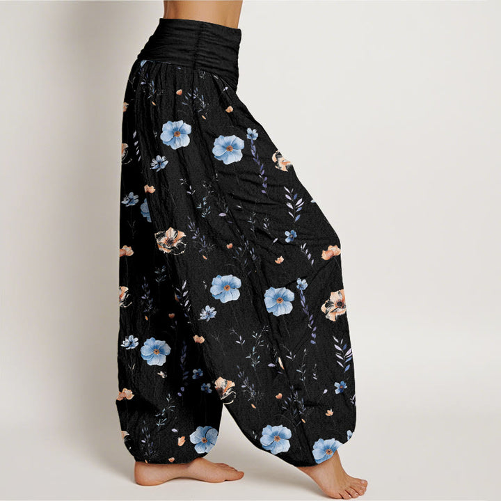 Buddha Stones Pantaloni harem da donna con elastico in vita e motivo floreale raffinato in cotone fresco - image 7