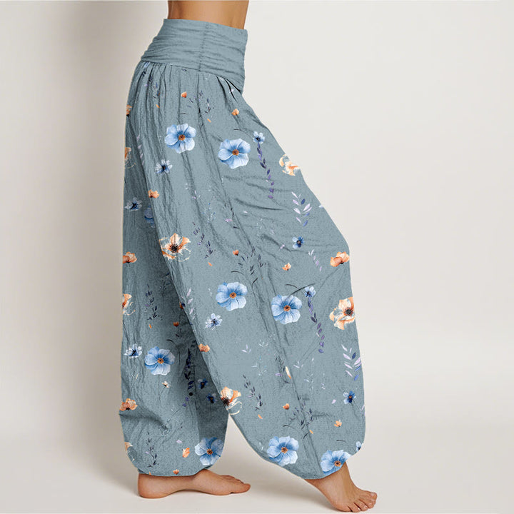 Buddha Stones Pantaloni harem da donna con elastico in vita e motivo floreale raffinato in cotone fresco - image 10