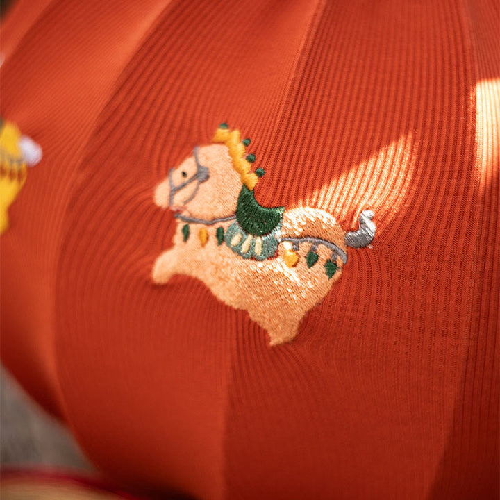 Buddha Stones Decorazione da appendere con ricamo a forma di corda rossa Fu dell'anno del cavallo - image 2
