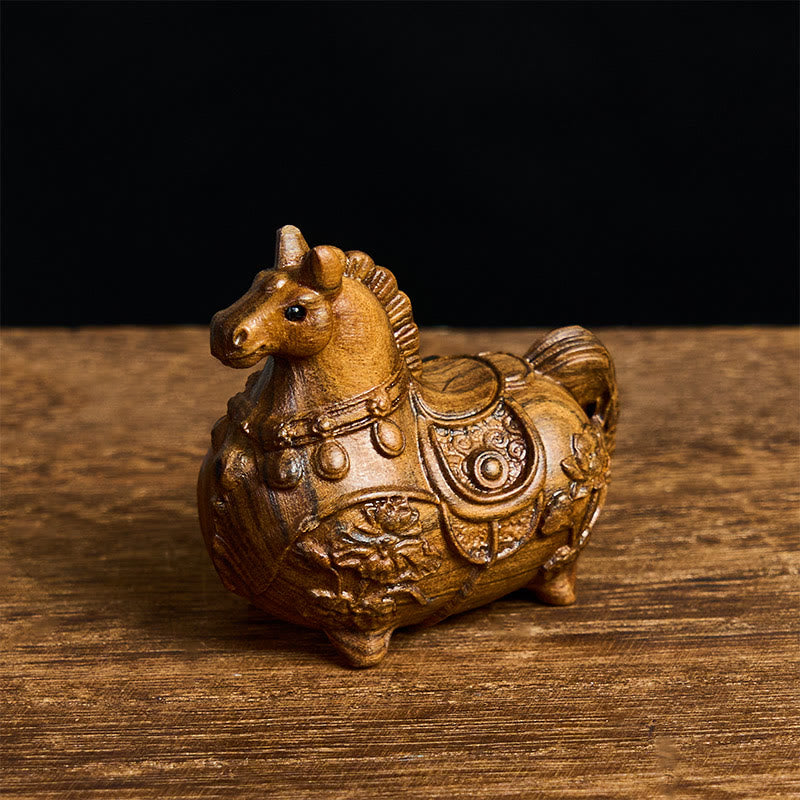 Buddha Stones Mini decorazione Anno del Cavallo Loto Ebano Tiglio Legno Sandalo Verde 5,5*5*3,2cm - Ebano, circa 5,5*5*3,2 cm - image 7