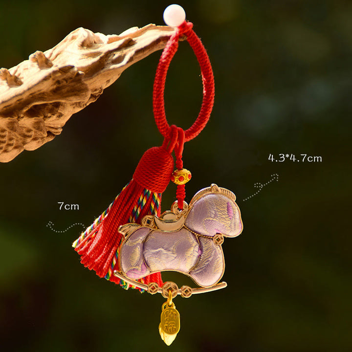 Portachiavi con ricamo "L'anno del cavallo" di Buddha Stones Freedom - Cavallo viola medio (dimensioni: 43*47 mm) - image 6