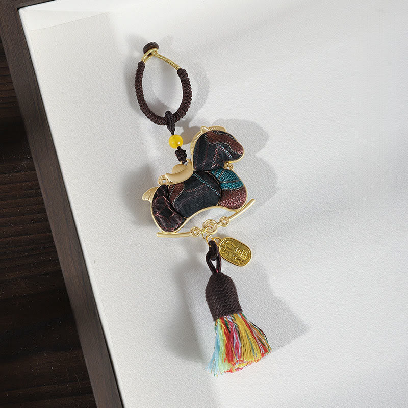 Buddha Stones Decorazione da appendere con ricamo a filo rosso dell'anno del cavallo - Cavallo Nero - image 15