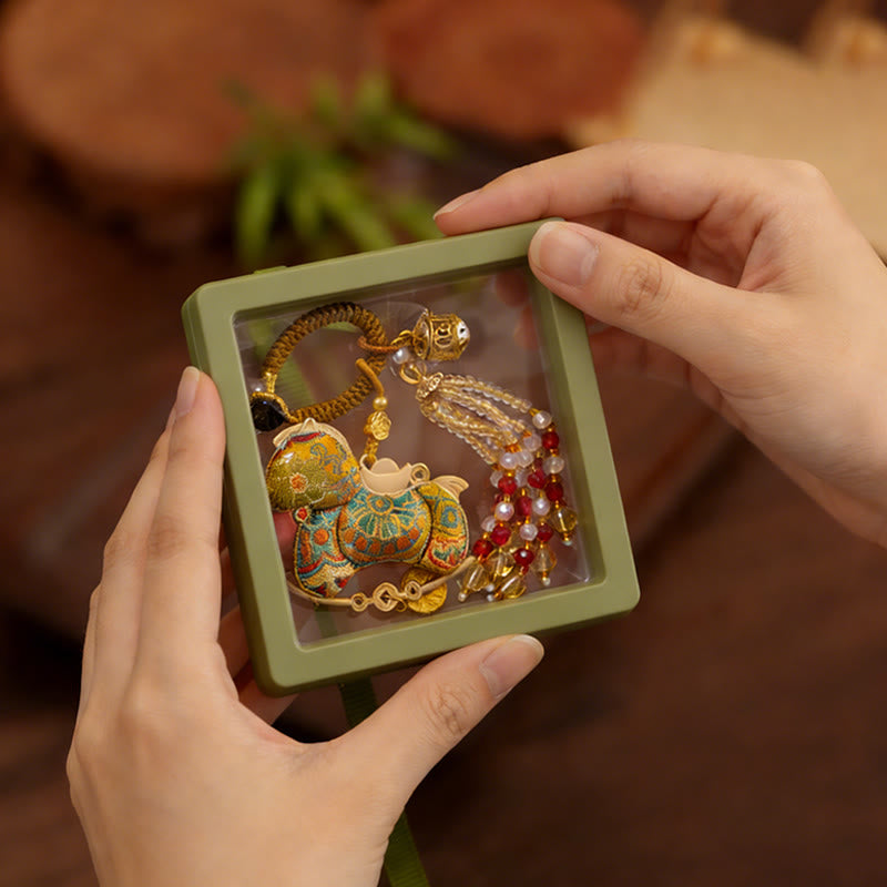 Buddha Stones Portachiavi con ricamo "Anno del Cavallo" e simbolo della prosperità - image 8