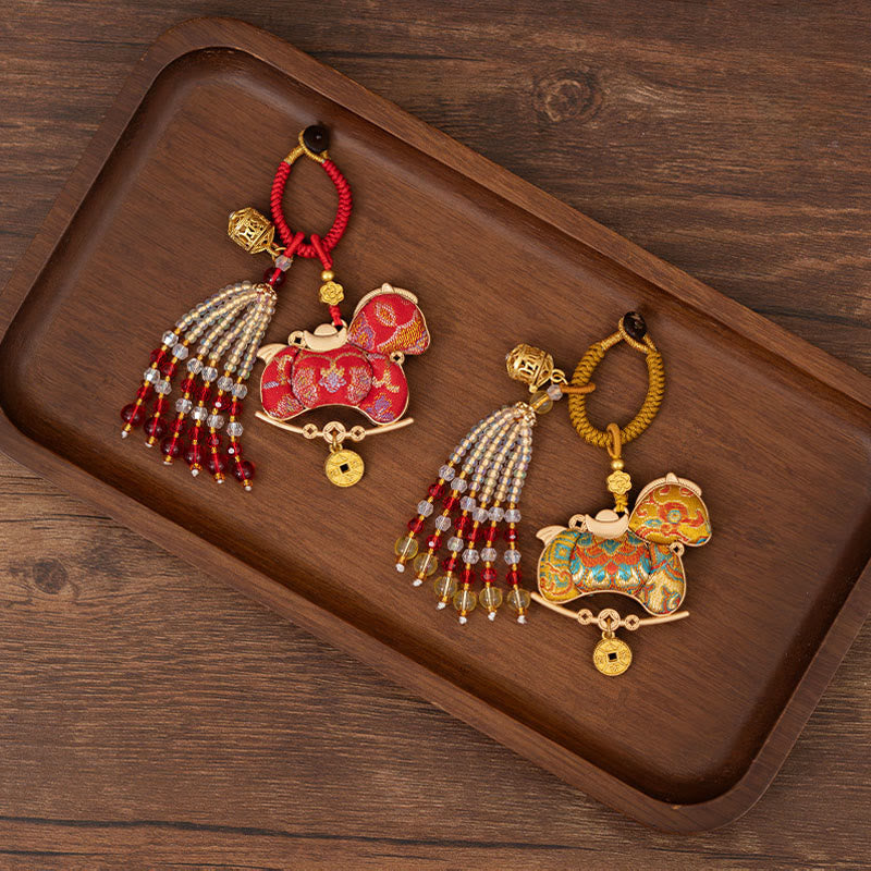 Buddha Stones Portachiavi con ricamo "Anno del Cavallo" e simbolo della prosperità - image 10