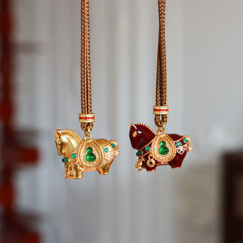 Buddha Stones Collana con pendenti in ottone e rame dell'anno del cavallo - image 7