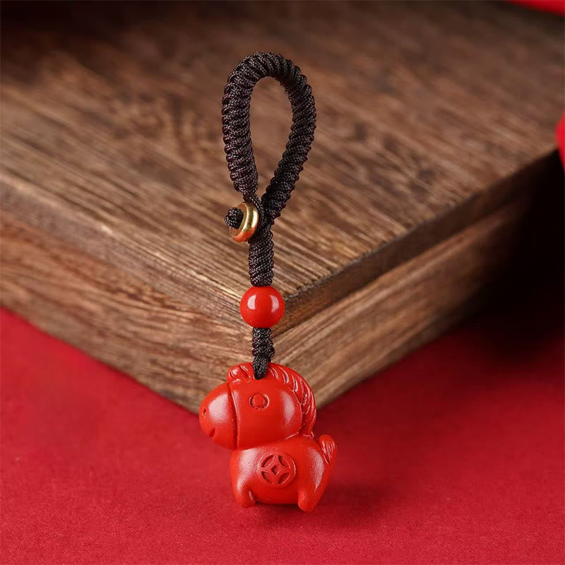 Buddha Stones Portachiavi "Anno del cavallo Cinabro" che tiene lontani gli spiriti maligni - Cavallo rosso - image 3