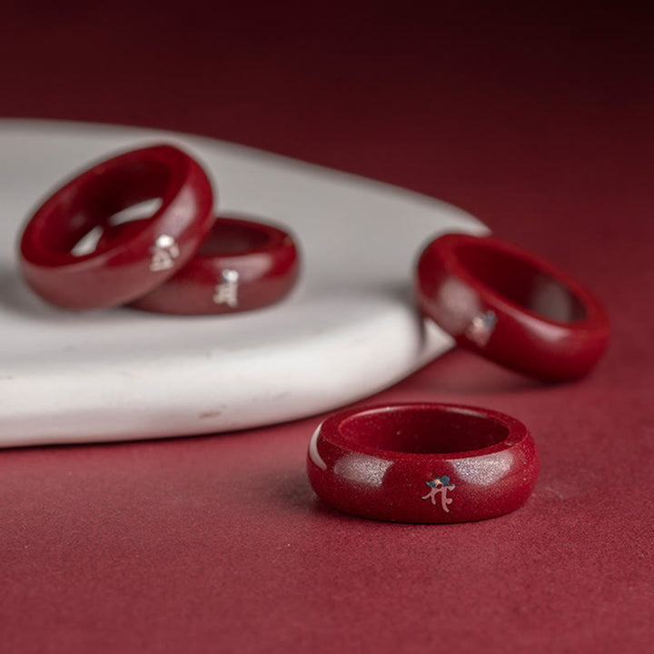 Buddha Stones Anello di benedizione del cinabro dell'anno del cavallo dello zodiaco cinese - image 21