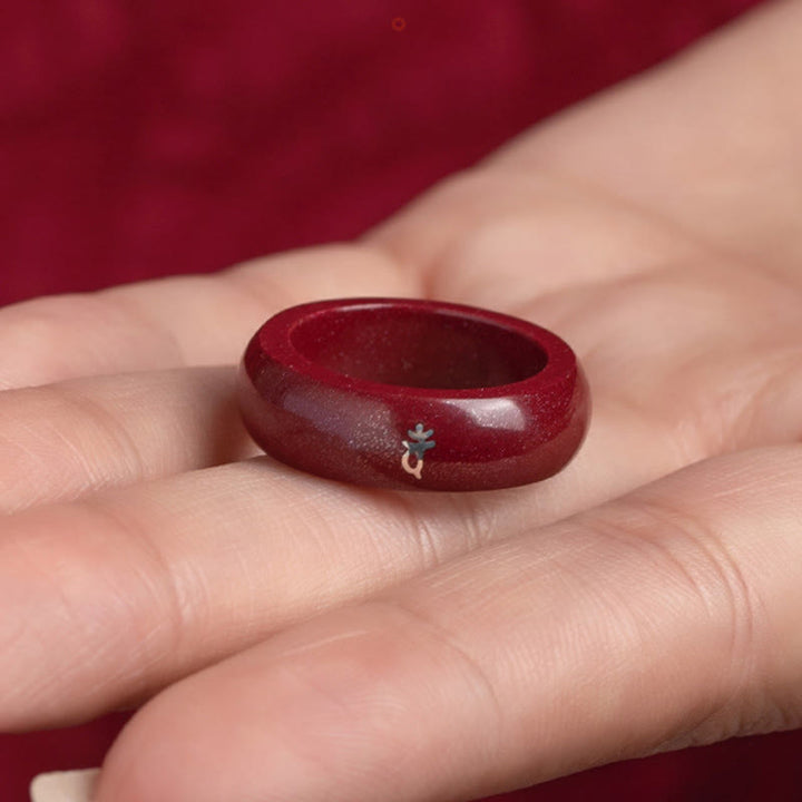Buddha Stones Anello di benedizione del cinabro dell'anno del cavallo dello zodiaco cinese - image 18