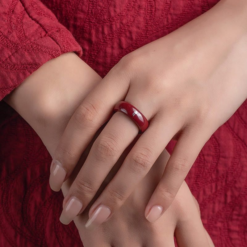 Buddha Stones Anello di benedizione del cinabro dell'anno del cavallo dello zodiaco cinese - image 16