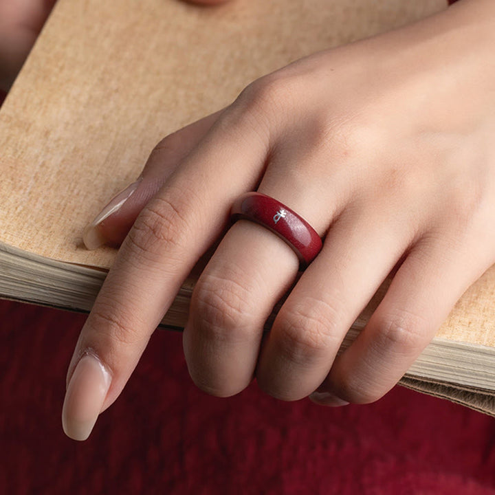 Buddha Stones Anello di benedizione del cinabro dell'anno del cavallo dello zodiaco cinese - image 14