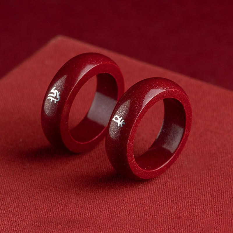 Buddha Stones Anello di benedizione del cinabro dell'anno del cavallo dello zodiaco cinese - image 27