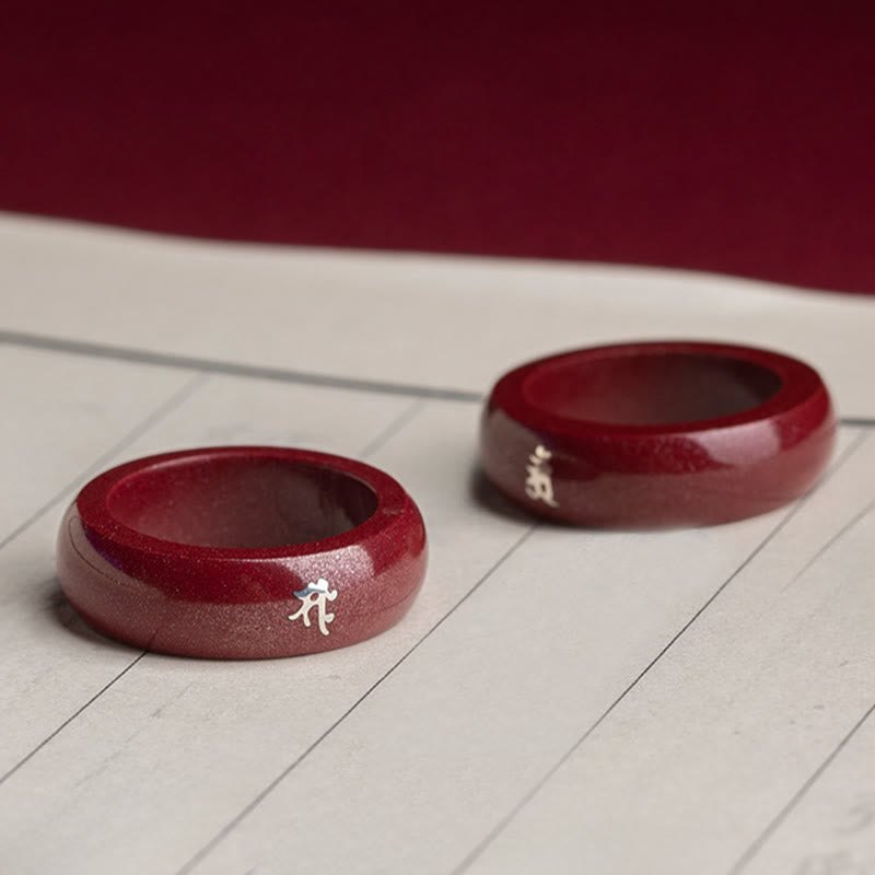 Buddha Stones Anello di benedizione del cinabro dell'anno del cavallo dello zodiaco cinese - image 23