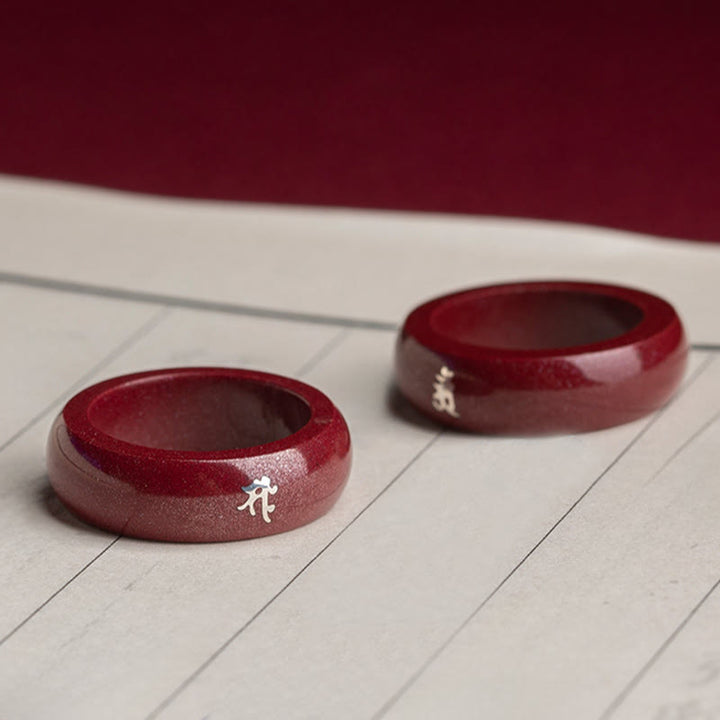 Buddha Stones Anello di benedizione del cinabro dell'anno del cavallo dello zodiaco cinese - image 23