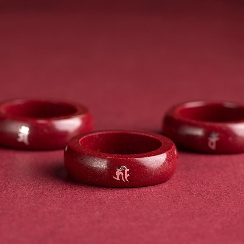 Buddha Stones Anello di benedizione del cinabro dell'anno del cavallo dello zodiaco cinese - image 22