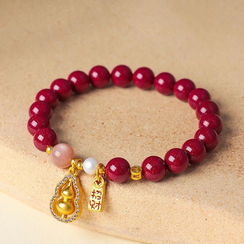 Buddha Stones Braccialetto di benedizione del cinabro che attrae la fortuna - Cinabro (circonferenza del polso: 14-15 cm) - image 0