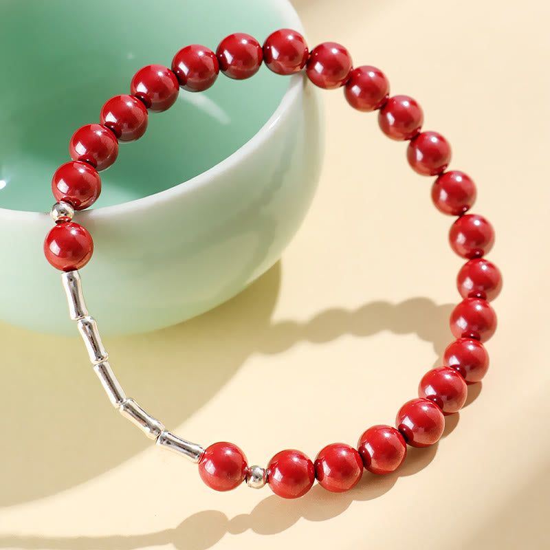 Buddha Stones Bracciale Cinnabar in argento sterling 925 per la calma e la concentrazione - Perlina di cinabro rosso da 6 mm (circonferenza del polso: 14-15 cm) - image 7