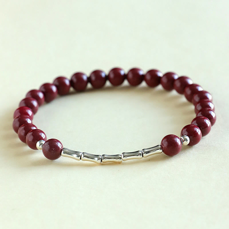 Buddha Stones Bracciale Cinnabar in argento sterling 925 per la calma e la concentrazione - Perlina di cinabro da 6 mm (circonferenza del polso: 14-15 cm) - image 9