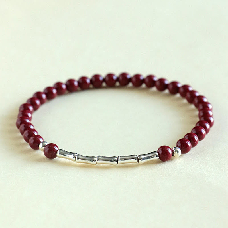 Buddha Stones Bracciale Cinnabar in argento sterling 925 per la calma e la concentrazione - Perlina di cinabro da 4 mm (circonferenza del polso: 14-15 cm) - image 2