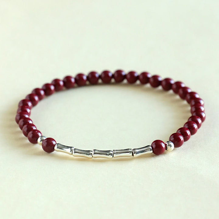 Buddha Stones Bracciale Cinnabar in argento sterling 925 per la calma e la concentrazione - Perlina di cinabro da 4 mm (circonferenza del polso: 14-15 cm) - image 2