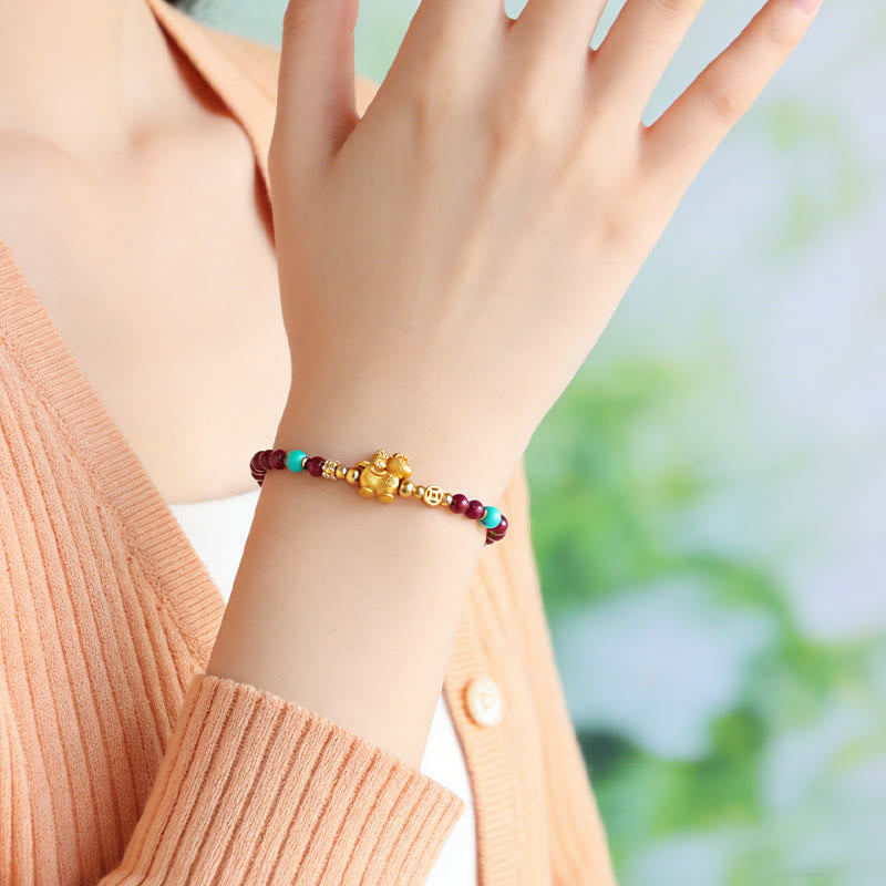 Buddha Stones Braccialetto calmante cinabro con personaggio Fu dell'anno del cavallo - image 3