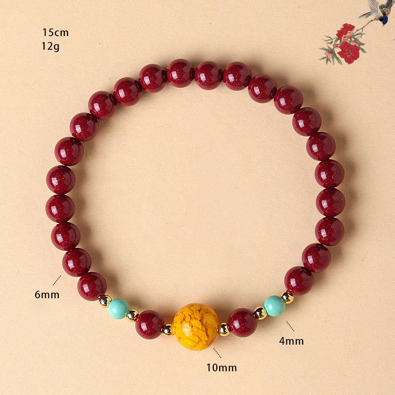 Bracciale Buddha Stones Cinnabar Turquoise Keep Away Evil Spirits - image 2