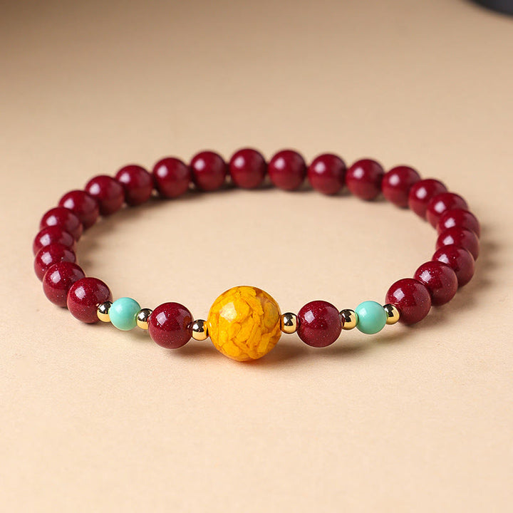 Bracciale Buddha Stones Cinnabar Turquoise Keep Away Evil Spirits - Cinabro (circonferenza del polso: 14-15 cm) - image 0