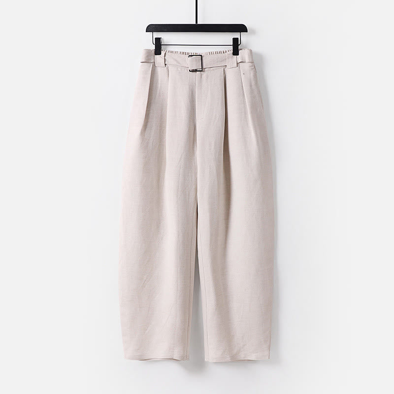 Buddha Stones Pantaloni da uomo in cotone e lino con gamba larga, tasche e design elastico in vita con cerniera estiva - Biancheria - US/UK/AU54, EU64 (9XL) - image 0