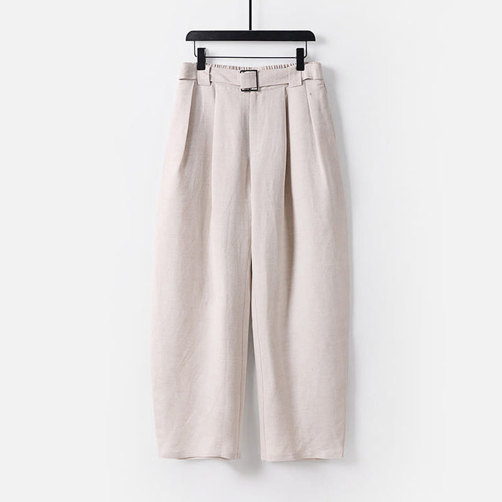 Buddha Stones Pantaloni da uomo in cotone e lino con gamba larga, tasche e design elastico in vita con cerniera estiva - Biancheria - US/UK/AU54, EU64 (9XL) - image 0