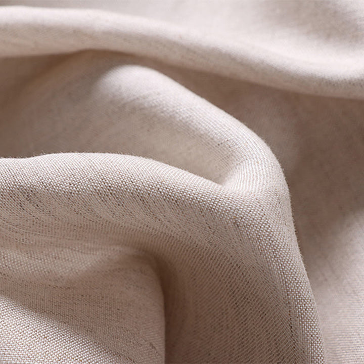 Buddha Stones Pantaloni da uomo in cotone e lino con gamba larga, tasche e design elastico in vita con cerniera estiva - image 8