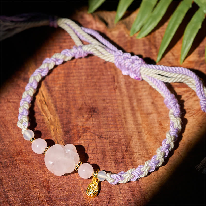 Buddha Stones Braccialetto con cristalli rosa e amore per gatti - image 3