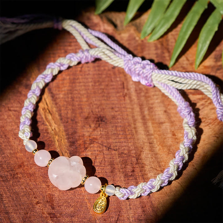 Buddha Stones Braccialetto con cristalli rosa e amore per gatti - image 3