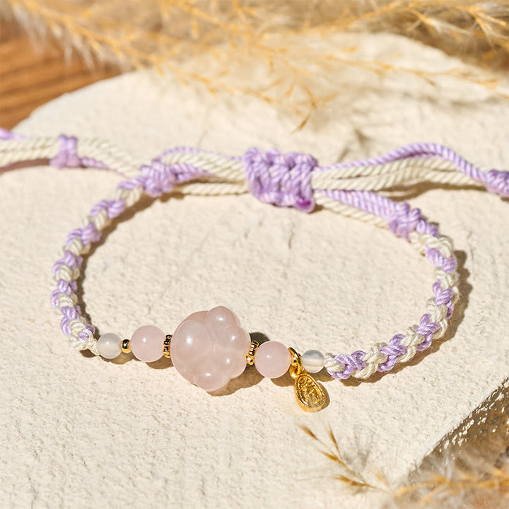 Buddha Stones Braccialetto con cristalli rosa e amore per gatti - image 1
