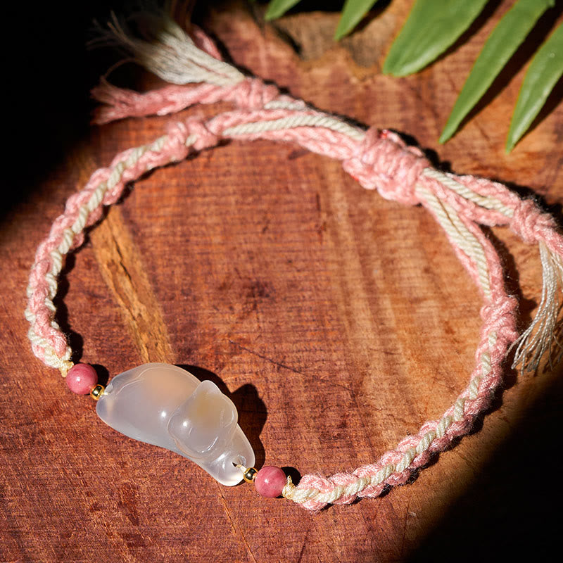 Buddha Stones Braccialetto armonia positiva con gatto calcedonio - image 3