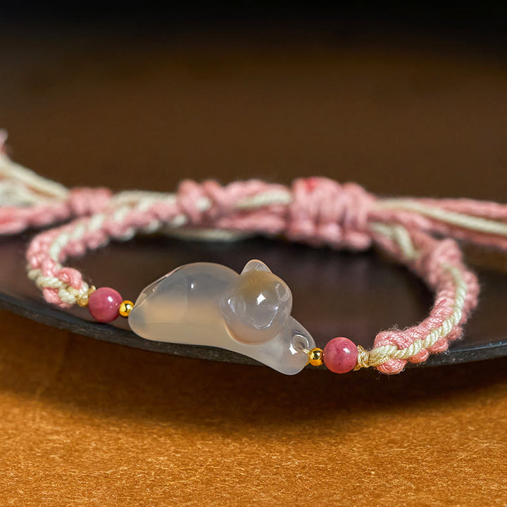 Buddha Stones Braccialetto armonia positiva con gatto calcedonio - image 1